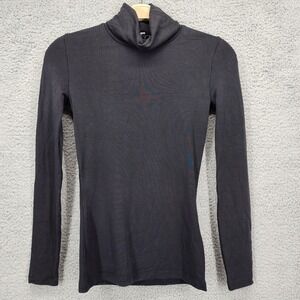 IRIS & INK Black Long Sleeve Turtleneck Top Lyocell Elastane Size UK 4 Small‎